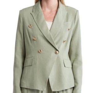 Walter Baker Phelps linen blend blazer double breasted in sage green small NEW